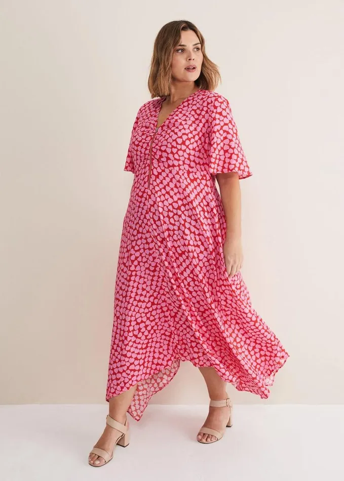 Phase Eight Darcie Heart Midi Dress Pinkred Women Dresses