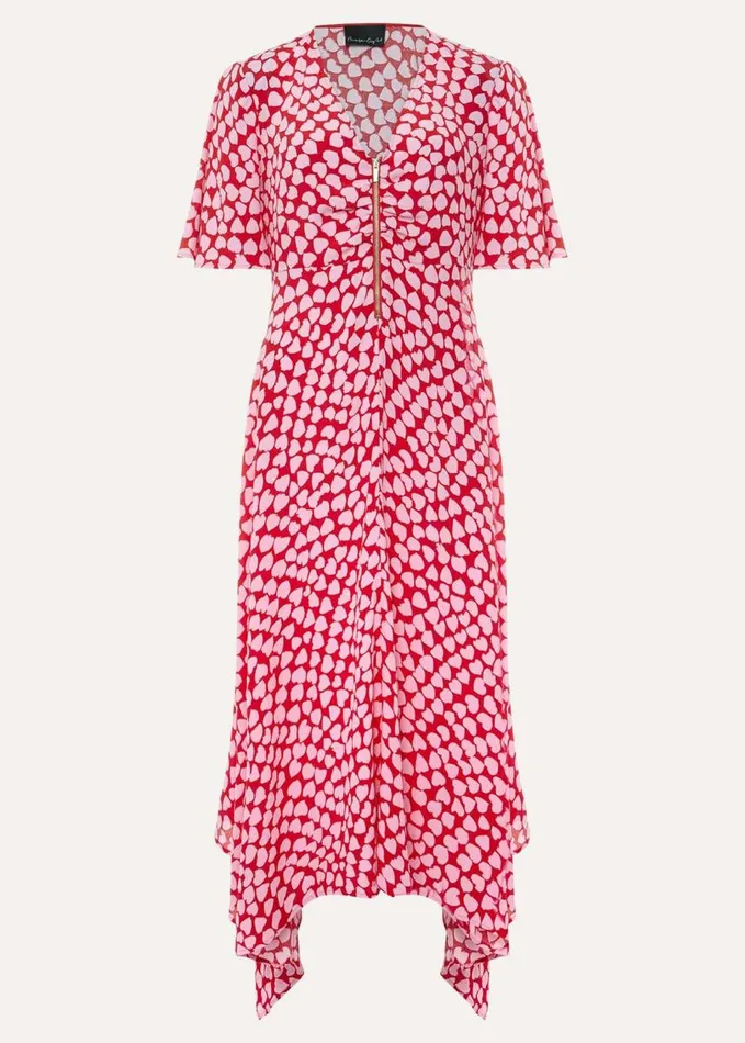 Phase Eight Darcie Heart Midi Dress Pinkred Women Dresses