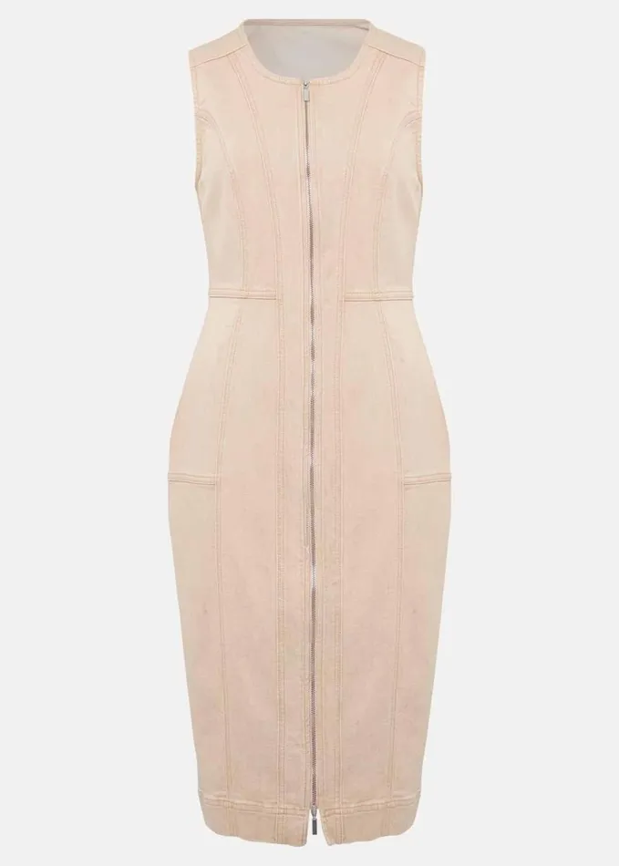 Phase Eight Denise Denim Bodycon Dress Ecru Women Dresses