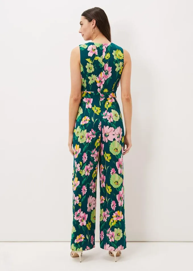 Phase Eight Effie Printed Jumpsuit Tealmulti Women Dresses