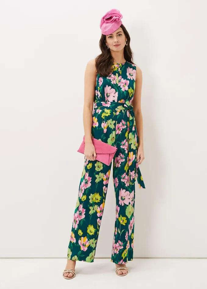Phase Eight Effie Printed Jumpsuit Tealmulti Women Dresses
