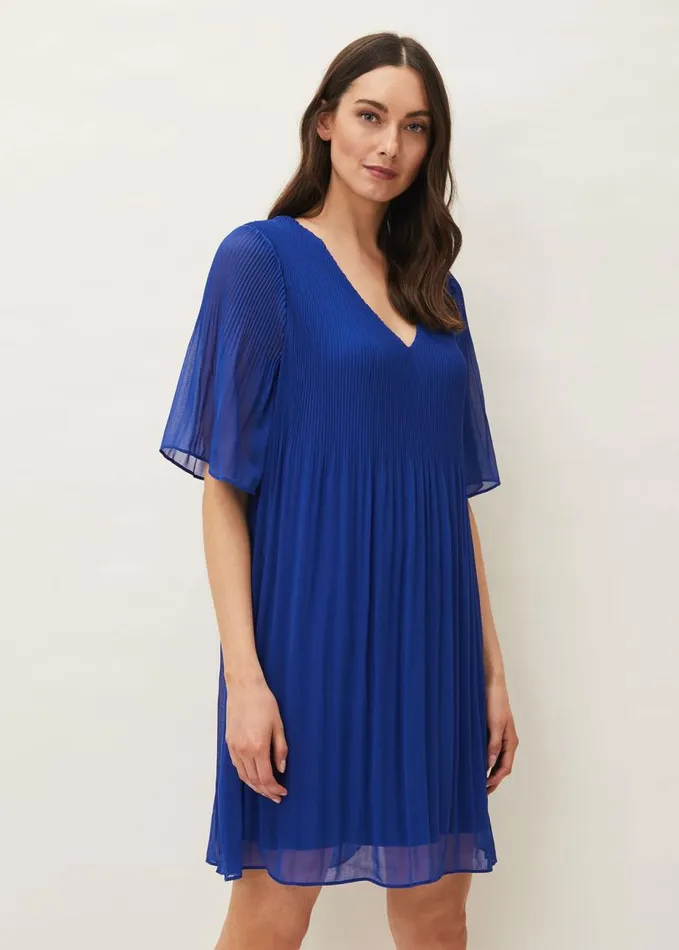 Phase Eight Ella Pleat Dress Cobalt Women Dresses
