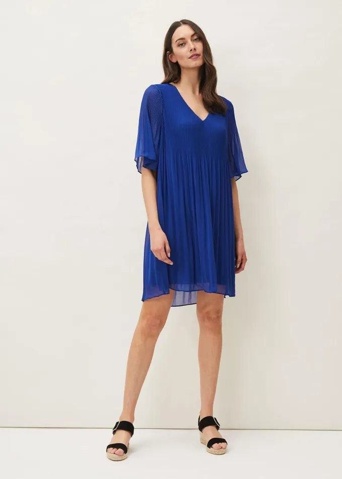 Phase Eight Ella Pleat Dress Cobalt Women Dresses