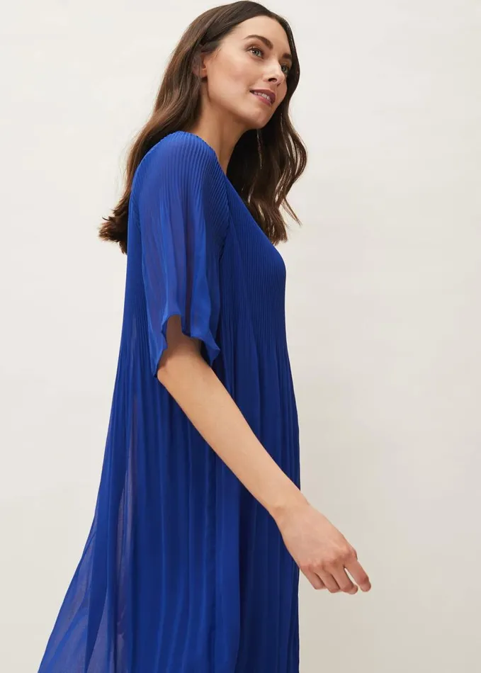 Phase Eight Ella Pleat Dress Cobalt Women Dresses