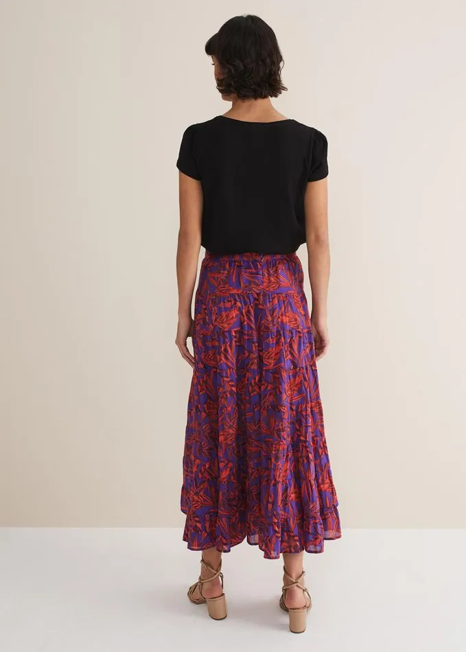 Phase Eight Eloraina Leaf Print Maxi Skirt Vermillionmulti Women Skirts