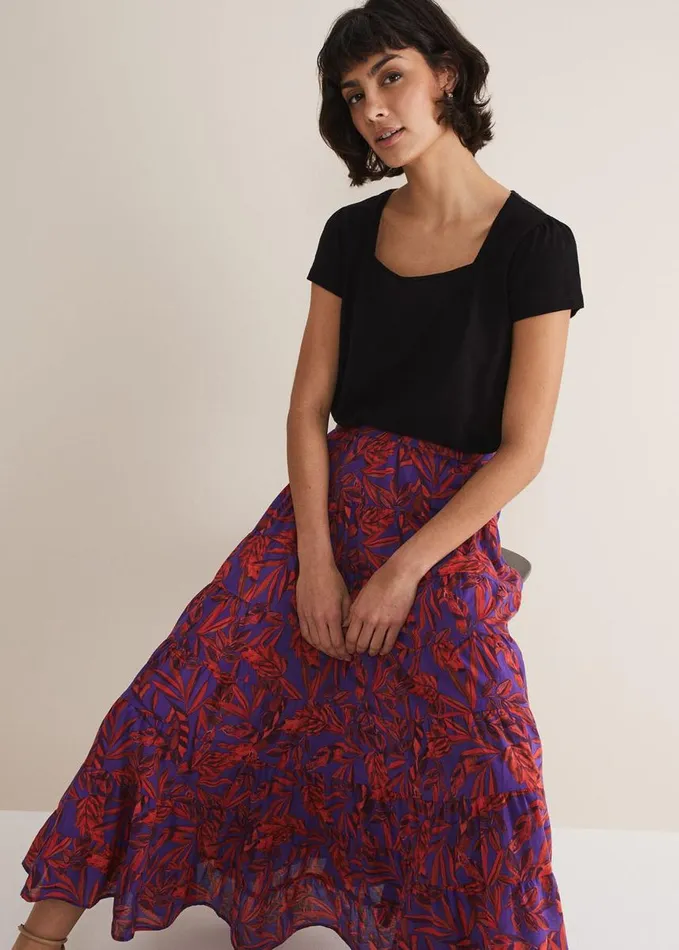 Phase Eight Eloraina Leaf Print Maxi Skirt Vermillionmulti Women Skirts