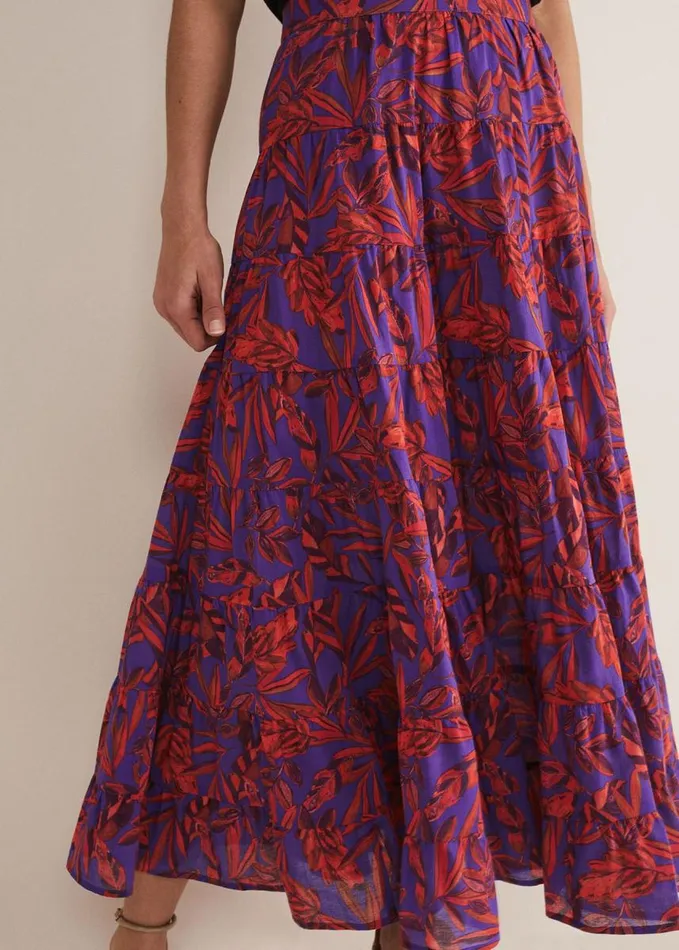 Phase Eight Eloraina Leaf Print Maxi Skirt Vermillionmulti Women Skirts