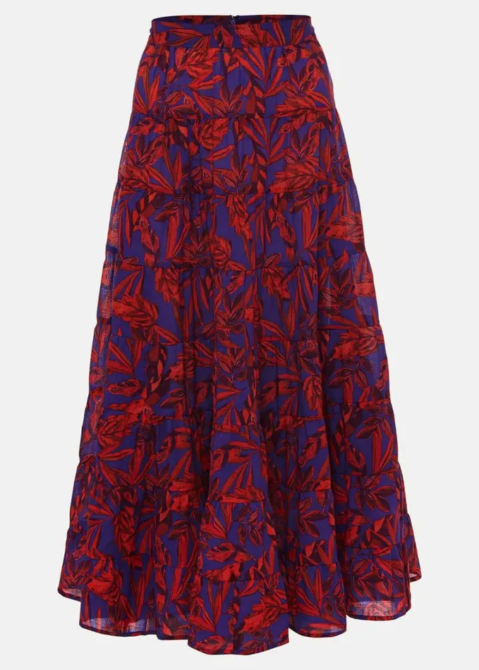 Phase Eight Eloraina Leaf Print Maxi Skirt Vermillionmulti Women Skirts