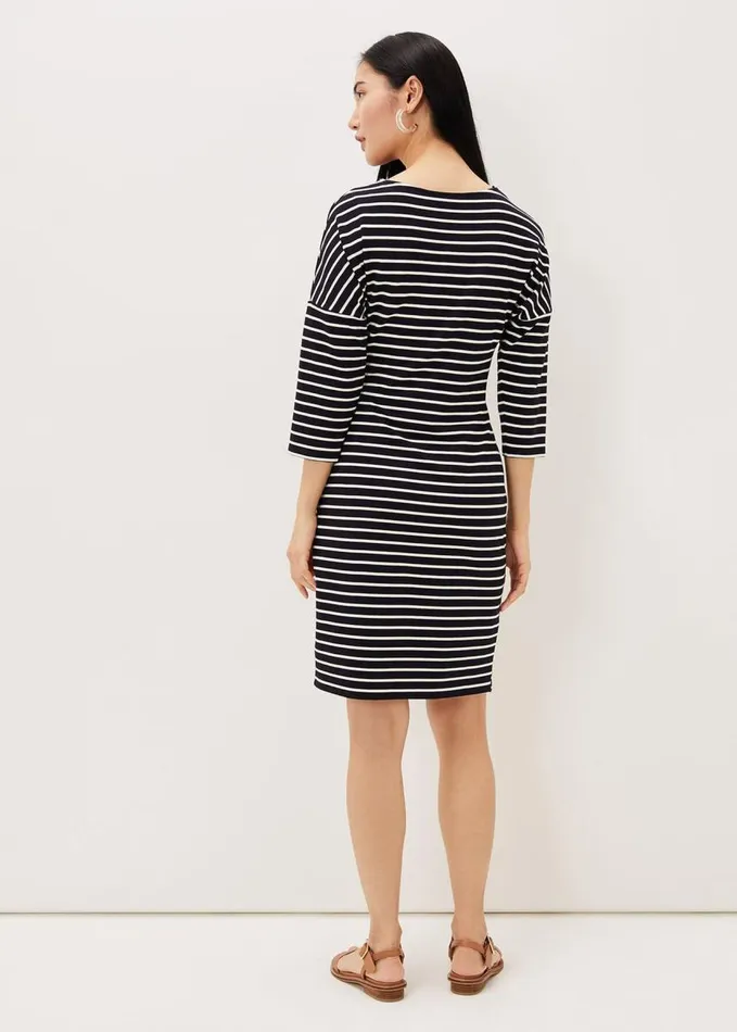 Phase Eight Emerson Stripe Tie Side Dress Navyivory Women Dresses