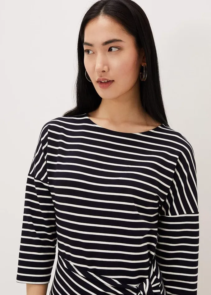 Phase Eight Emerson Stripe Tie Side Dress Navyivory Women Dresses