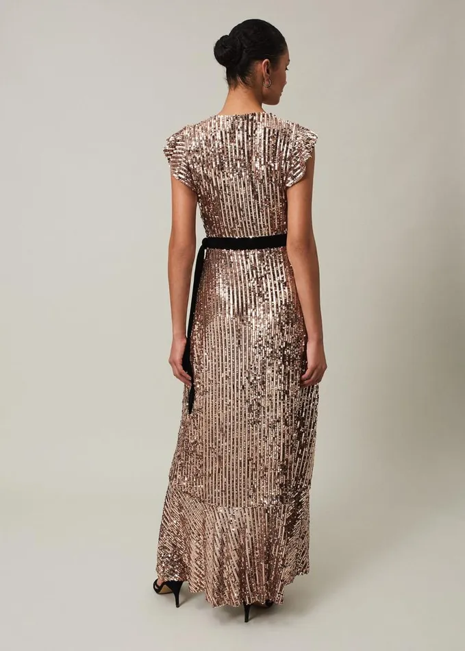 Phase Eight Enja Sequin Maxi Dress Rose Gold Women Dresses