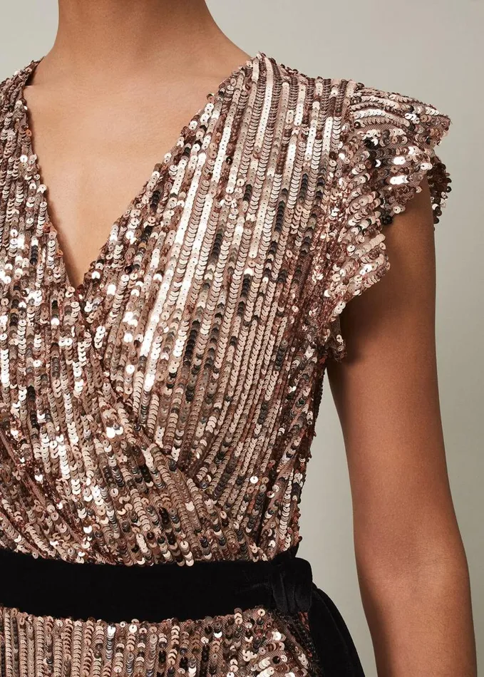 Phase Eight Enja Sequin Maxi Dress Rose Gold Women Dresses