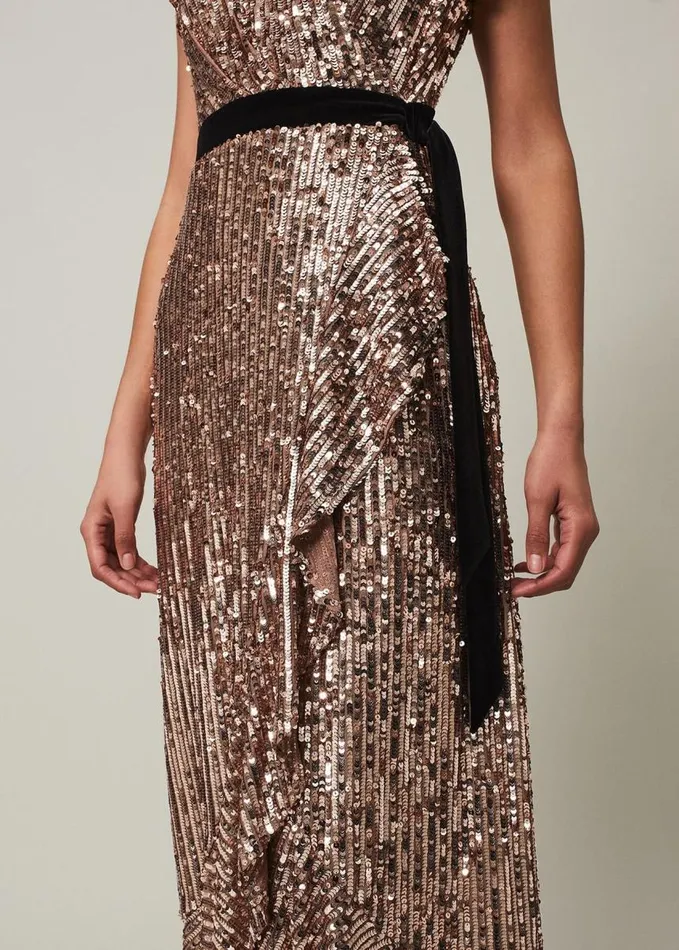 Phase Eight Enja Sequin Maxi Dress Rose Gold Women Dresses