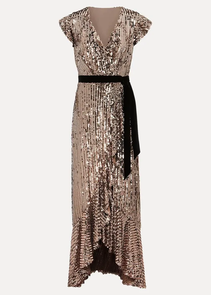 Phase Eight Enja Sequin Maxi Dress Rose Gold Women Dresses