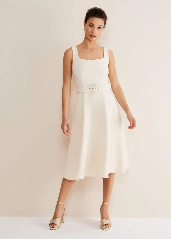 Phase Eight Ethel Fit And Flare Dress Cream Women Dresses