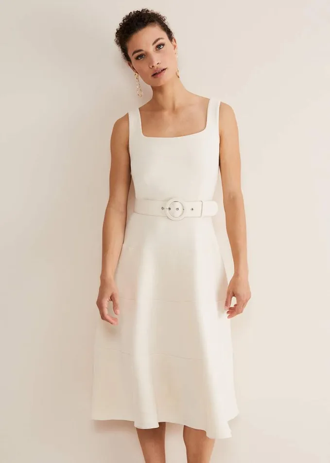 Phase Eight Ethel Fit And Flare Dress Cream Women Dresses