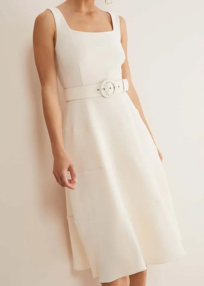 Phase Eight Ethel Fit And Flare Dress Cream Women Dresses