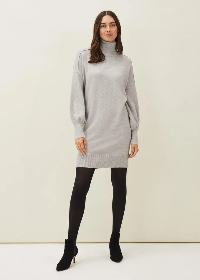 Phase Eight Eveleen Knit Dress Pale Grey Women Knitwear
