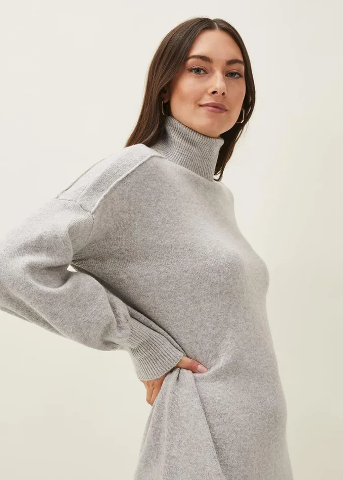 Phase Eight Eveleen Knit Dress Pale Grey Women Knitwear