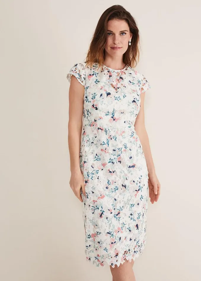 Phase Eight Franky Floral Lace Dress Ivorymulti Women Dresses