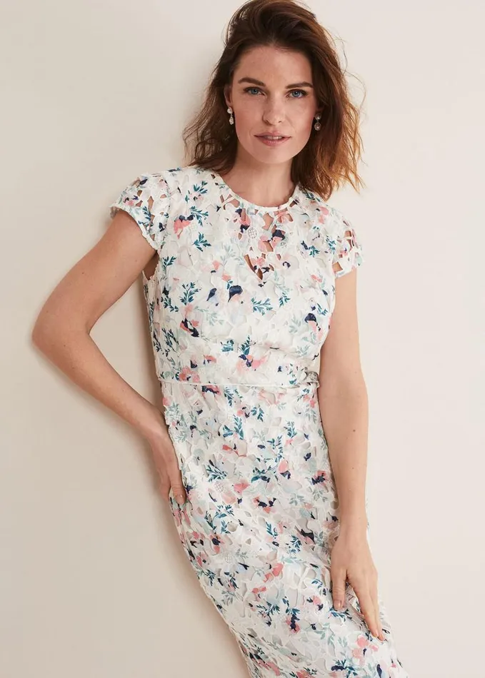 Phase Eight Franky Floral Lace Dress Ivorymulti Women Dresses