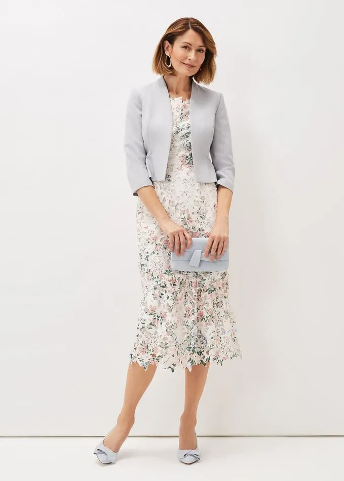 Phase Eight Franky Lace Bardot Midi Dress Ivorymulti Women Dresses