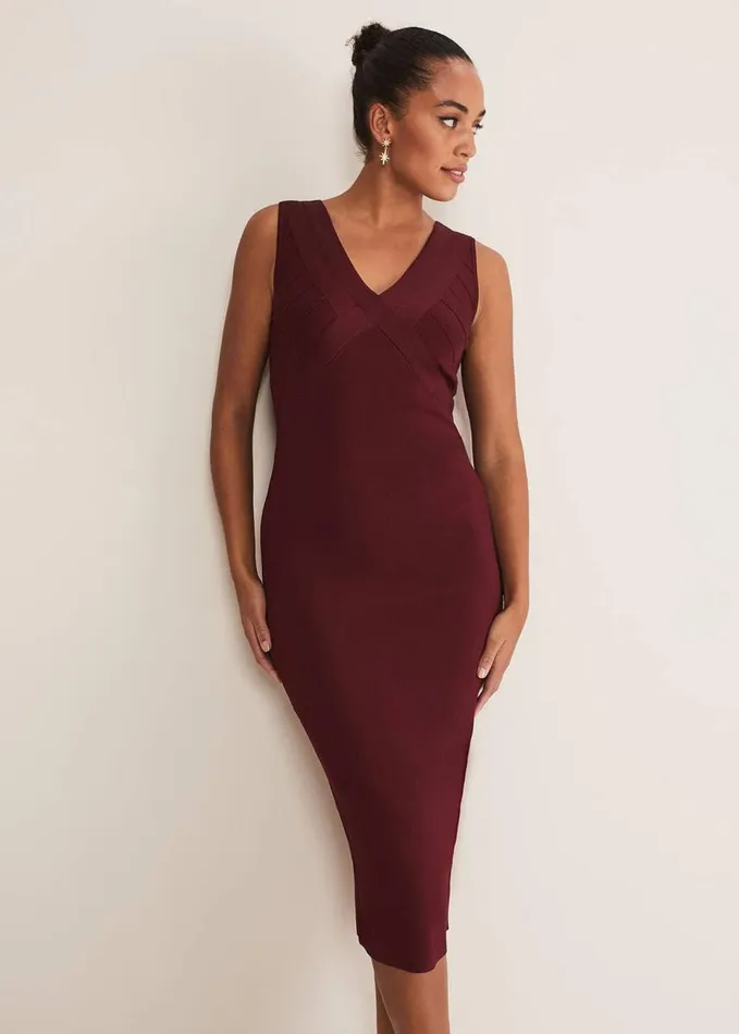 Phase Eight Fressia Cut Out Bandage Dress Burgundy Women Dresses