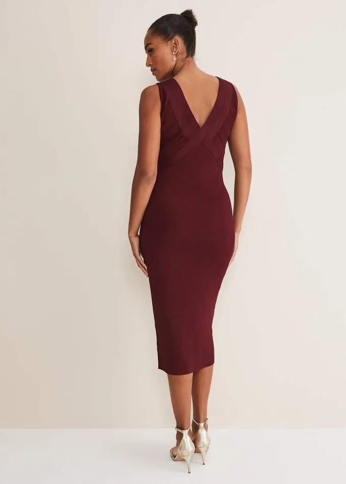 Phase Eight Fressia Cut Out Bandage Dress Burgundy Women Dresses