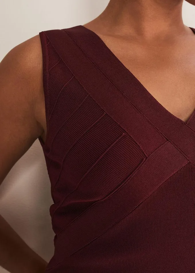 Phase Eight Fressia Cut Out Bandage Dress Burgundy Women Dresses