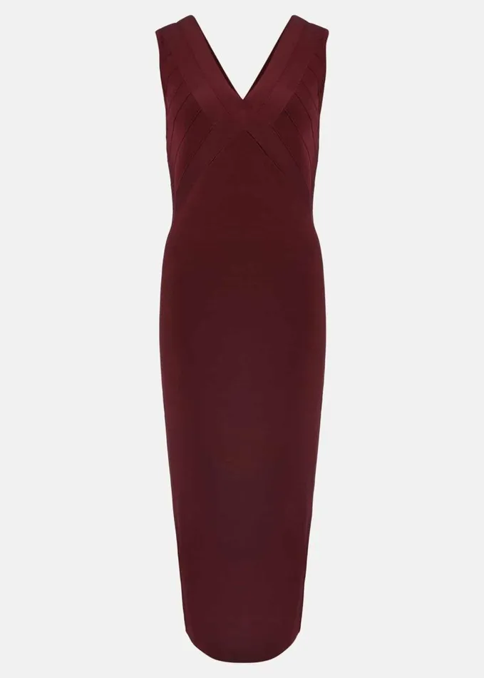 Phase Eight Fressia Cut Out Bandage Dress Burgundy Women Dresses
