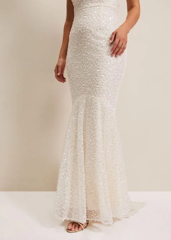 Phase Eight Guinevere Embellished Bridal Dress Ivory Women Dresses