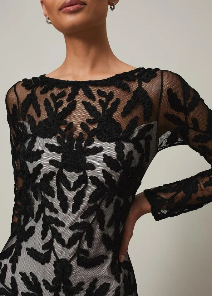 Phase Eight Hermione Tapework Maxi Dress Blacknude Women Dresses