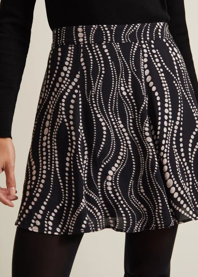 Phase Eight Ilaria Flippy Mini Pearl Print Skirt Black Women Skirts