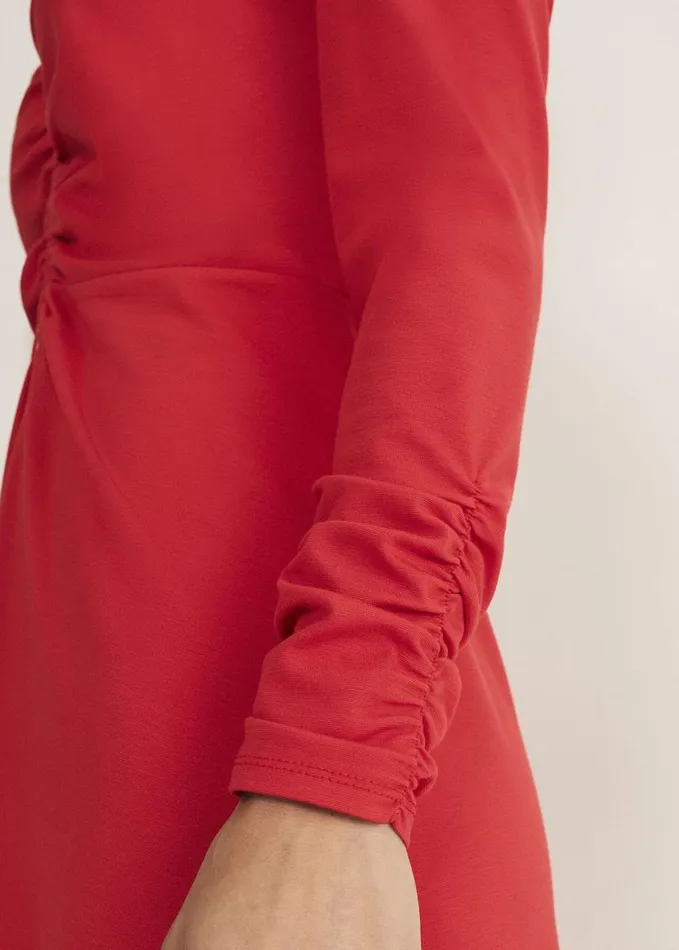 Phase Eight Irisa Zip Ruched Midi Dress Red Women Dresses