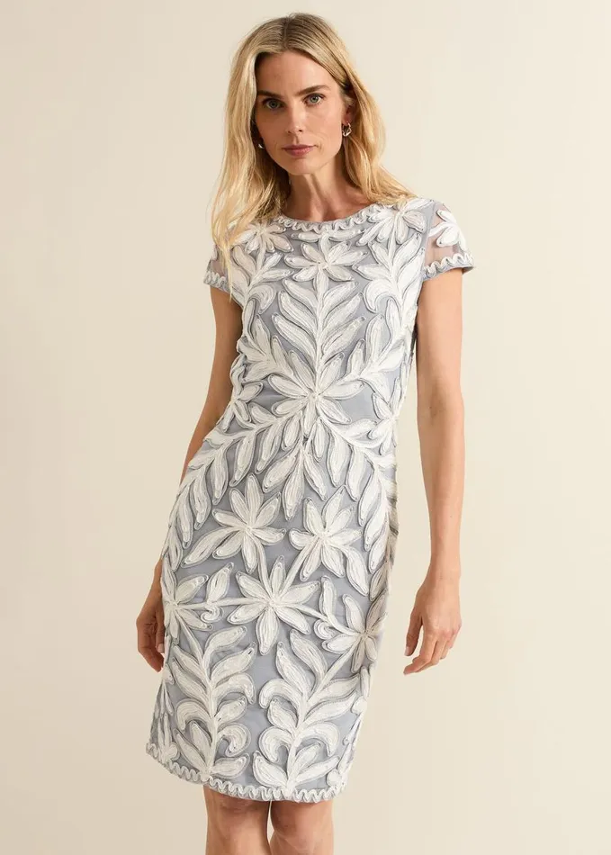 Phase Eight Isobel Tapework Lace Fitted Dress Mineral Ivory Women Dresses
