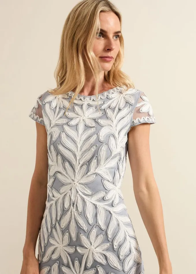 Phase Eight Isobel Tapework Lace Fitted Dress Mineral Ivory Women Dresses