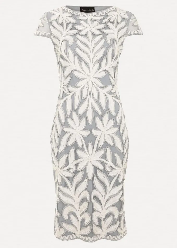 Phase Eight Isobel Tapework Lace Fitted Dress Mineral Ivory Women Dresses