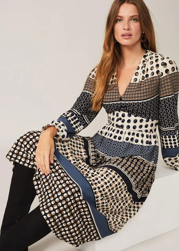 Phase Eight Jacinta Spot Print Dress Black Multi Women Dresses