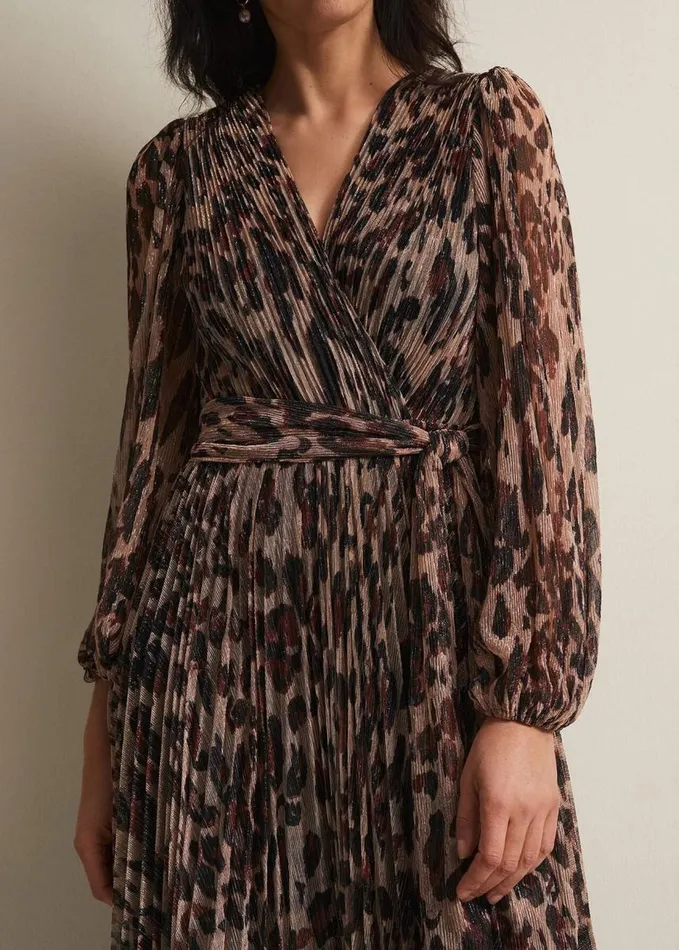 Phase Eight Jovie Leopard Print Plisse Maxi Dress Multicoloured Women Dresses