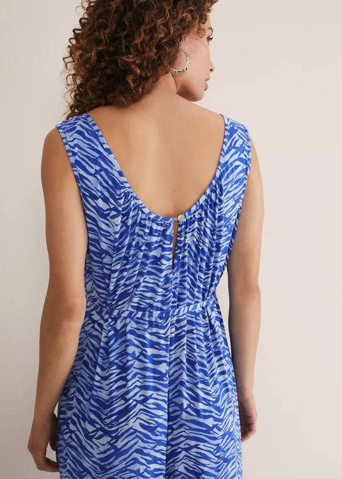 Phase Eight Juliana Zebra Print Jersey Jumpsuit Blue Women Dresses