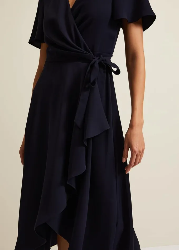 Phase Eight Julissa Navy Frill Wrap Dress Navy Women Dresses