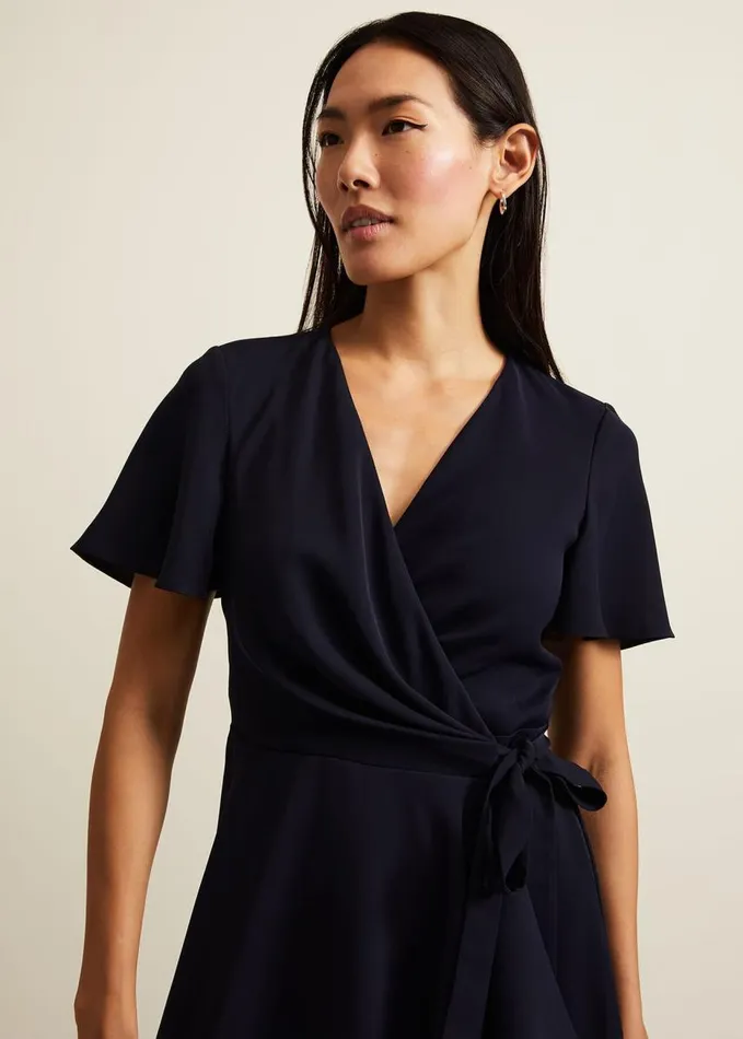 Phase Eight Julissa Navy Frill Wrap Dress Navy Women Dresses