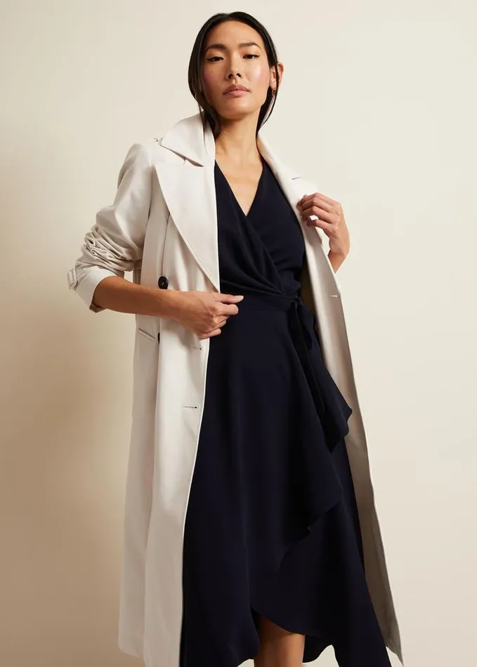 Phase Eight Julissa Navy Frill Wrap Dress Navy Women Dresses