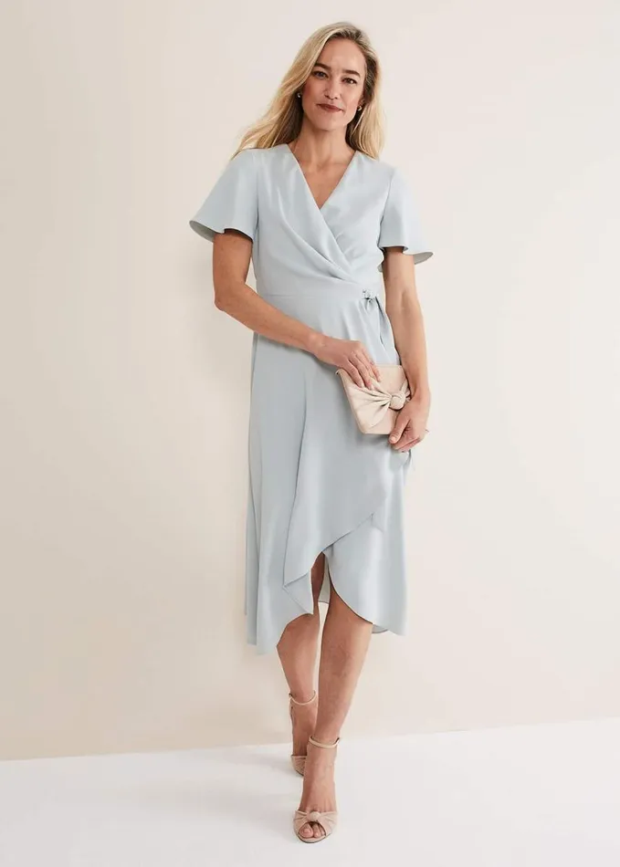 Phase Eight Julissa Ruffle Wrap Midi Dress Eau De Nil Women Dresses