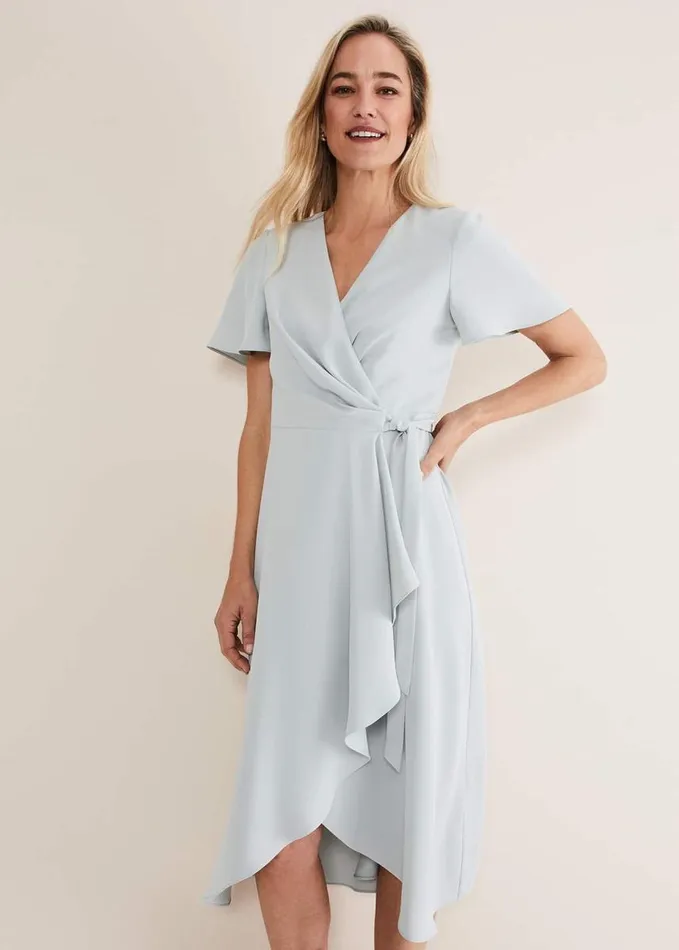 Phase Eight Julissa Ruffle Wrap Midi Dress Eau De Nil Women Dresses