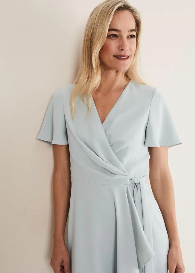 Phase Eight Julissa Ruffle Wrap Midi Dress Eau De Nil Women Dresses