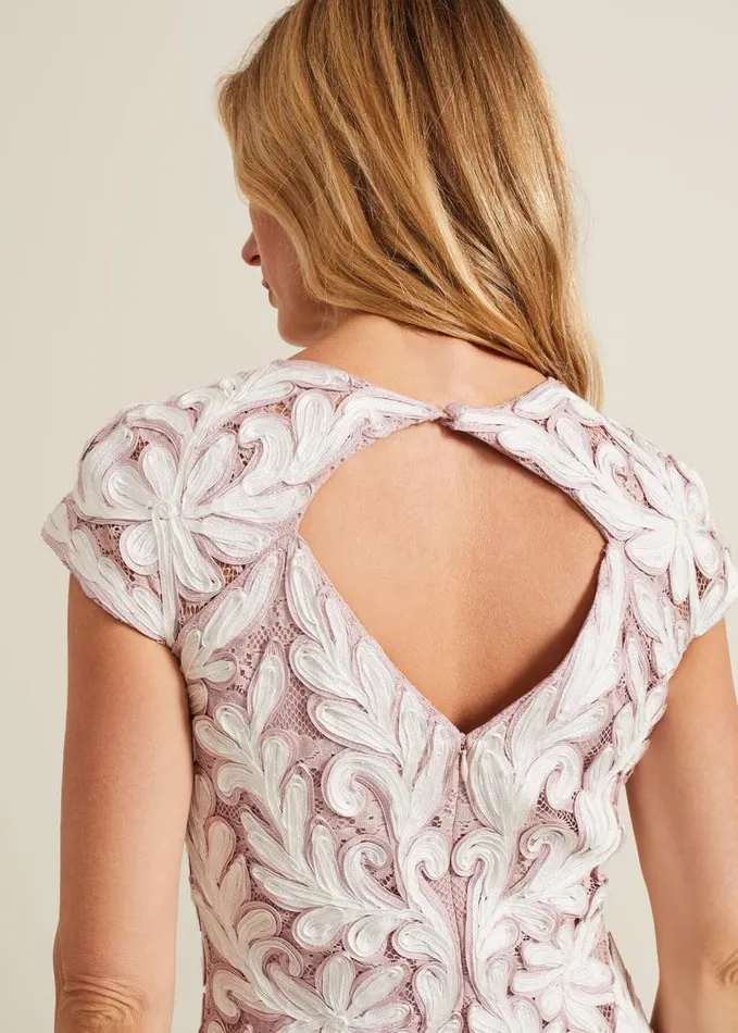 Phase Eight Karima Tapework Dress Pale Pink Women Dresses