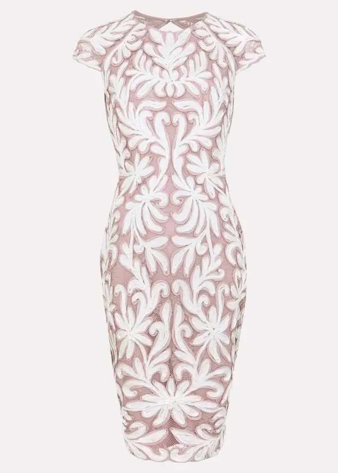 Phase Eight Karima Tapework Dress Pale Pink Women Dresses