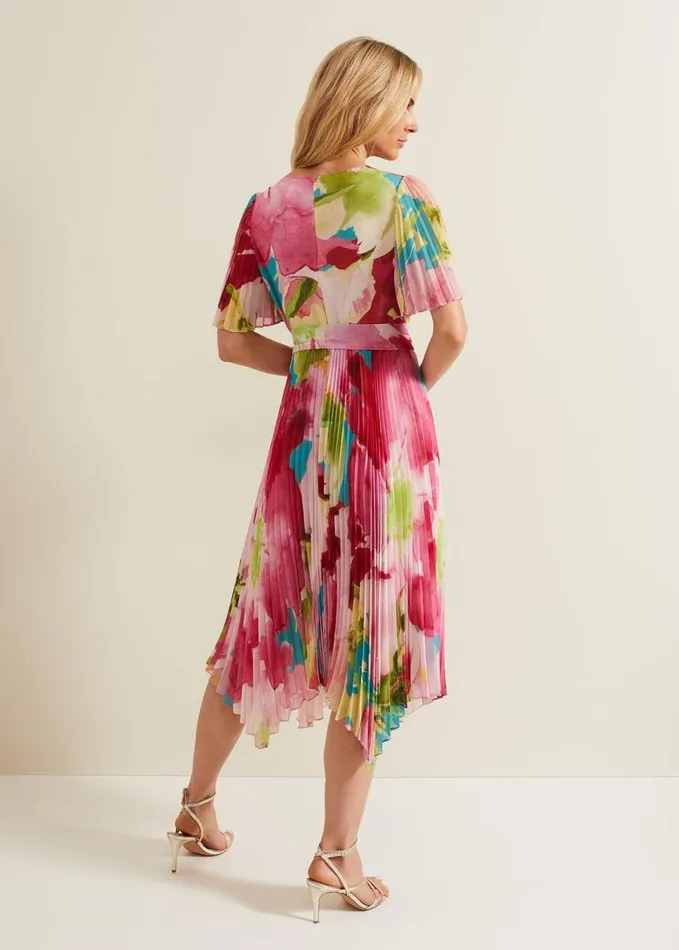 Phase Eight Kendall Floral Pleat Midi Dress Multicoloured Women Dresses