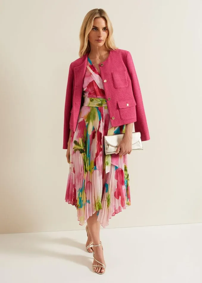 Phase Eight Kendall Floral Pleat Midi Dress Multicoloured Women Dresses